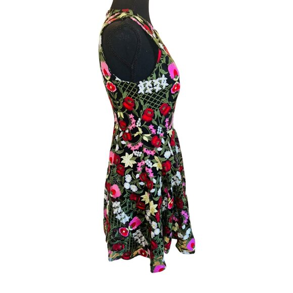 Orsay XS Floral Embroidered Semi Sheer Sleeveless Lined Black Dress Boho - Picture 4 of 15